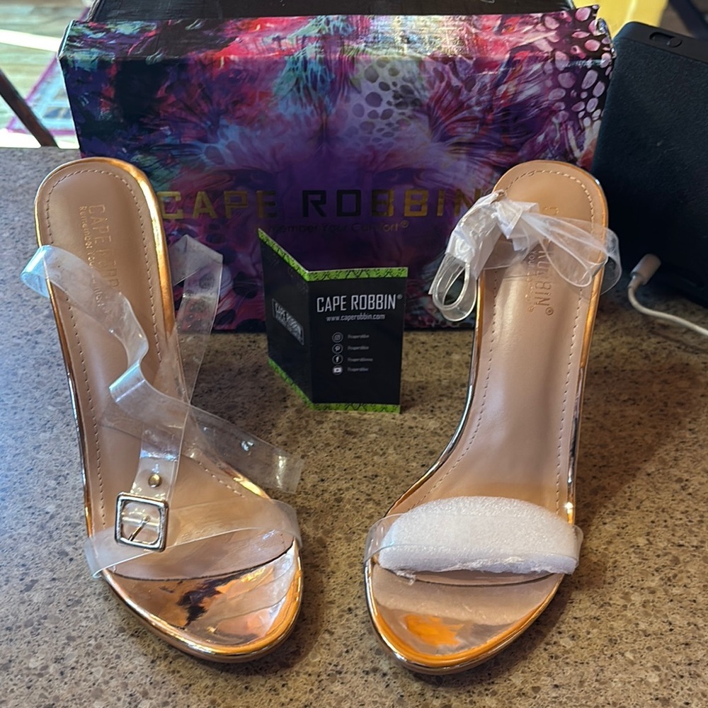 Cape Robbin Transparent and Gold Heels